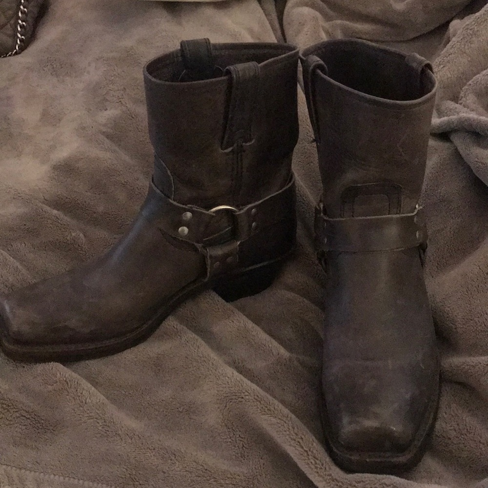 Grey distressed Frye boots